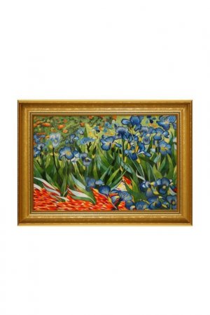 Картина Ирис (по мот Ван Гога) Живой шелк. Цвет: зеленый