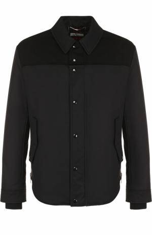 Хлопковая куртка с отложным воротником Saint Laurent. Цвет: черный