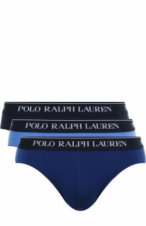 Комплект из трех хлопковых брифов с широкой резинкой Polo Ralph Lauren. Цвет: синий