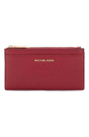 Кожаный футляр для кредитных карт MICHAEL Kors. Цвет: бордовый