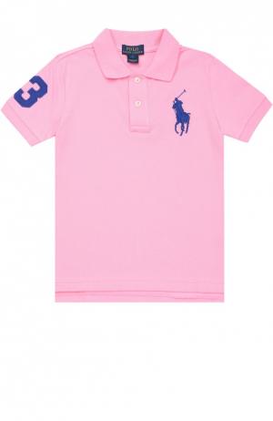 Хлопковое поло с короткими рукавами Polo Ralph Lauren. Цвет: розовый