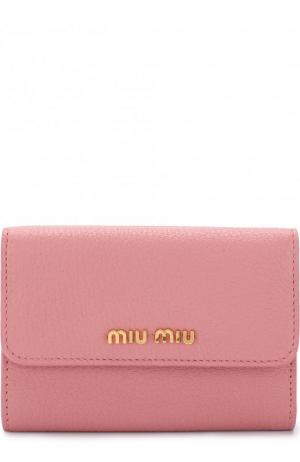 Кожаный кошелек с клапаном Miu. Цвет: розовый