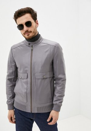 Куртка кожаная Giorgio Di Mare. Цвет: серый