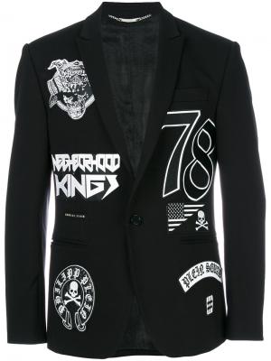 Пиджак с нашивками Philipp Plein. Цвет: чёрный
