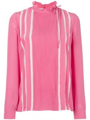 Блузка с оборкой на вороте Valentino. Цвет: розовый и фиолетовый