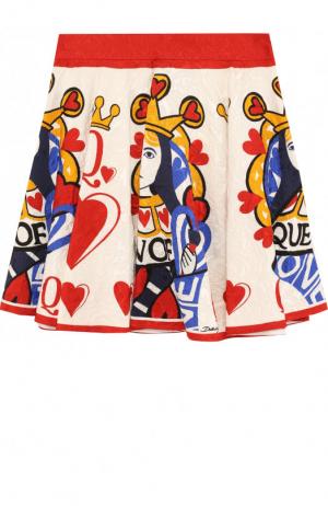 Юбка свободного кроя из хлопка и вискозы с принтом Dolce & Gabbana. Цвет: разноцветный