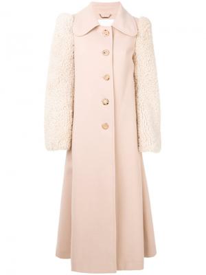 Пальто с рукавами из овечьей шерсти Chloé. Цвет: телесный