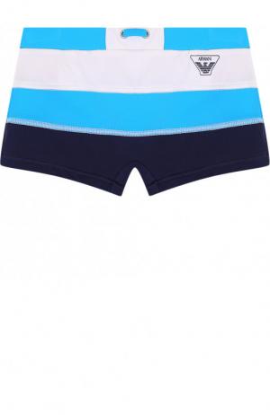 Плавки-шорты с логотипом бренда Armani Junior. Цвет: бирюзовый