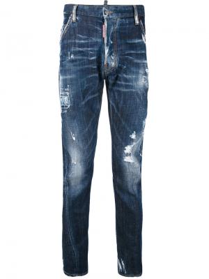 Выбеленные рваные джинсы Dsquared2. Цвет: синий