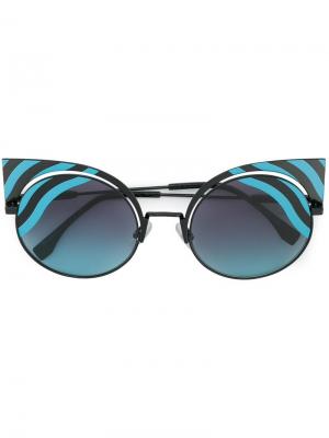 Солнцезащитные очки Hypnoshine в оправе кошачий глаз Fendi Eyewear. Цвет: синий