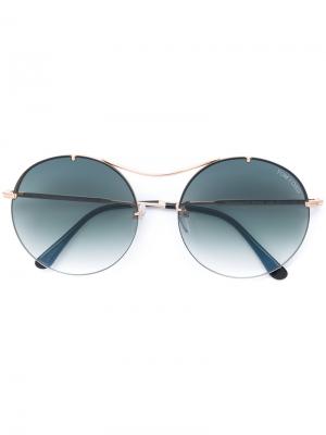 Солнцезащитные очки в круглой оправе Tom Ford Eyewear. Цвет: металлический