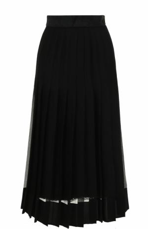 Шелковая юбка в складку с широким поясом Dolce & Gabbana. Цвет: черный