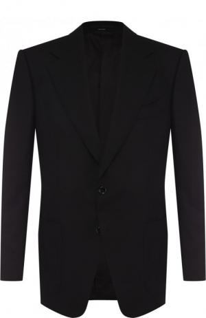 Шерстяной однобортный пиджак Tom Ford. Цвет: черный