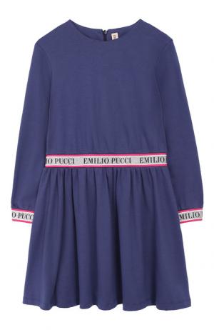 Хлопковое платье с эластичными вставками Emilio Pucci. Цвет: синий