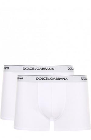 Комплект из двух хлопковых боксеров с широкой резинкой Dolce & Gabbana. Цвет: белый