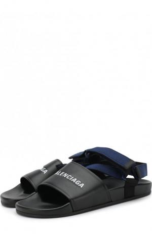 Кожаные сандалии с логотипом бренда Balenciaga. Цвет: черный