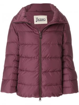Куртка-пуховик с широким воротником Herno. Цвет: розовый и фиолетовый