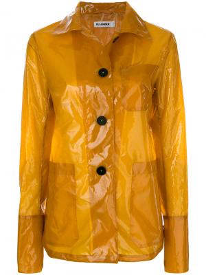 Прозрачный плащ рубашечного типа Jil Sander. Цвет: жёлтый и оранжевый