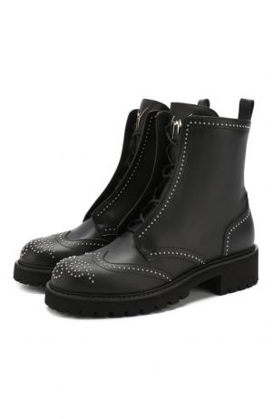 Высокие кожаные ботинки с заклепками Giuseppe Zanotti Design. Цвет: черный