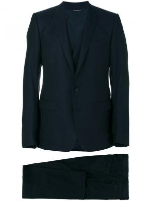 Классический костюм-тройка Dolce & Gabbana. Цвет: синий