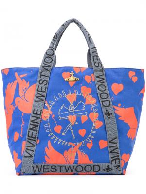 Объемная сумка-тоут с принтом Vivienne Westwood Anglomania. Цвет: синий