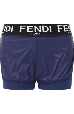 Мини-шорты с логотипом бренда Fendi. Цвет: темно-синий