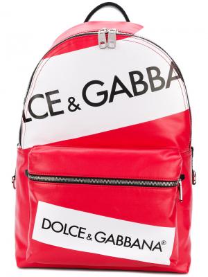 Панельный рюкзак с логотипами Dolce & Gabbana. Цвет: красный