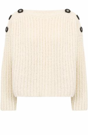 Шерстяной пуловер свободного кроя с вырезом-лодочка Isabel Marant. Цвет: кремовый