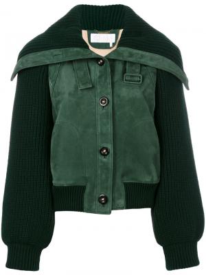 Куртка с вязанными рукавами Chloé. Цвет: зелёный