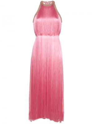 Платье с бахромой и ремнем на талии Nina Ricci. Цвет: розовый и фиолетовый