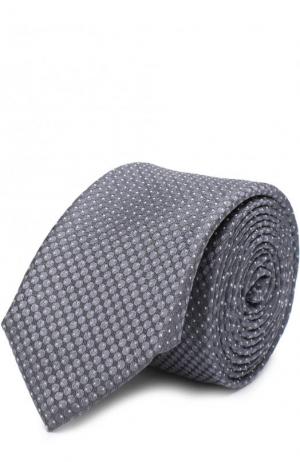 Шелковый галстук с узором BOSS. Цвет: голубой