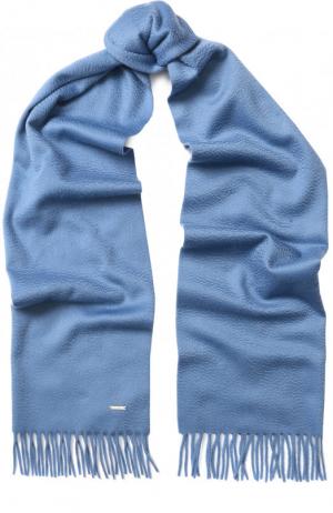 Кашемировый шарф Grande Unita с бахромой Loro Piana. Цвет: голубой