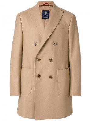 Двубортное пальто Fay. Цвет: коричневый