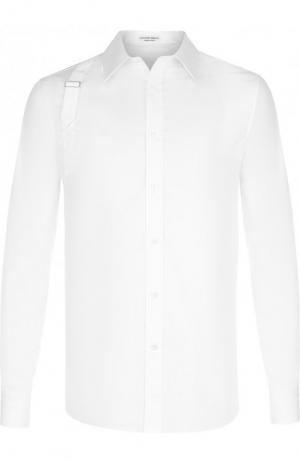 Хлопковая рубашка с воротником кент Alexander McQueen. Цвет: белый