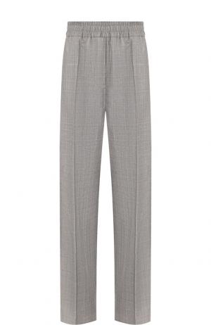 Шерстяные брюки с эластичным поясом и контрастными лампасами CALVIN KLEIN 205W39NYC. Цвет: серый