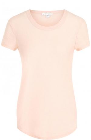 Хлопковая футболка с круглым вырезом James Perse. Цвет: розовый