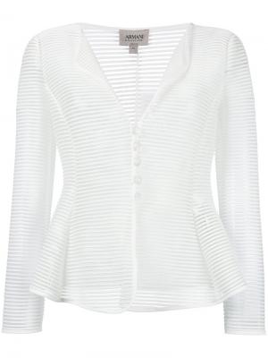 Прозрачный полосатый пиджак Armani Collezioni. Цвет: белый