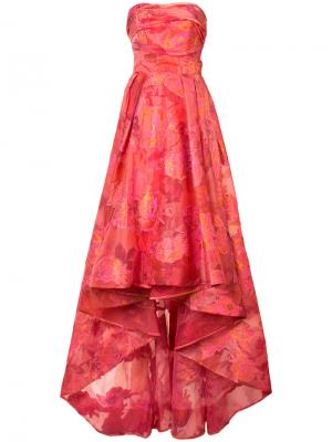Жаккардовое платье с цветочным узором Marchesa Notte. Цвет: красный