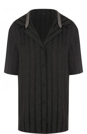 Блуза с коротким рукавом и декорированным воротником Alexander Wang. Цвет: черный