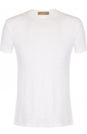 Льняная футболка с круглым вырезом Daniele Fiesoli. Цвет: белый