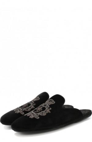 Домашние туфли Young Pope с вышивкой Dolce & Gabbana. Цвет: черный