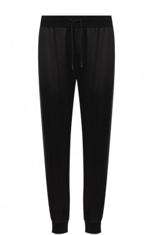 Шелковые брюки прямого кроя с манжетами Dolce & Gabbana. Цвет: черный