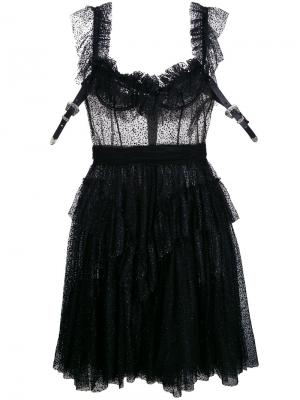 Прозрачное платье с оборками Dsquared2. Цвет: чёрный