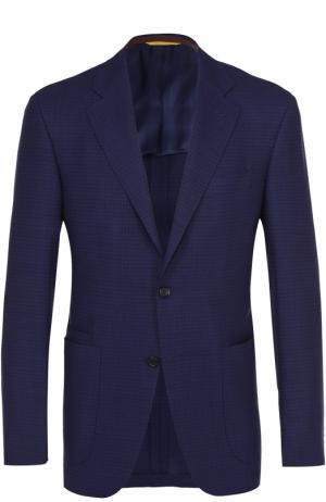 Шерстяной однобортный пиджак Canali. Цвет: темно-синий