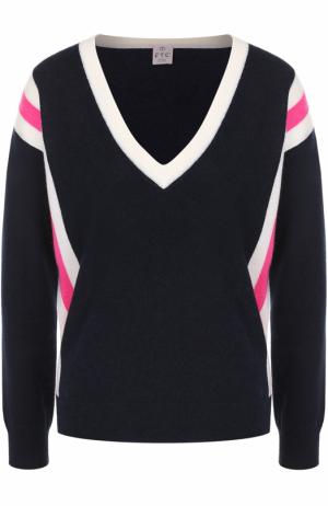Пуловер с контрастной отделкой и V-образным вырезом FTC. Цвет: темно-синий