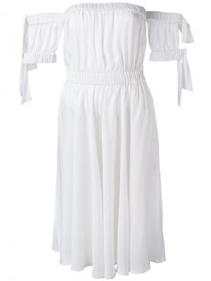Расклешенное платье с открытыми плечами Milly. Цвет: белый