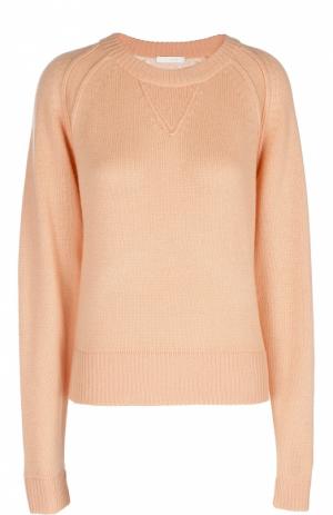 Кашемировый пуловер с удлиненным рукавом и круглым вырезом Chloé. Цвет: розовый