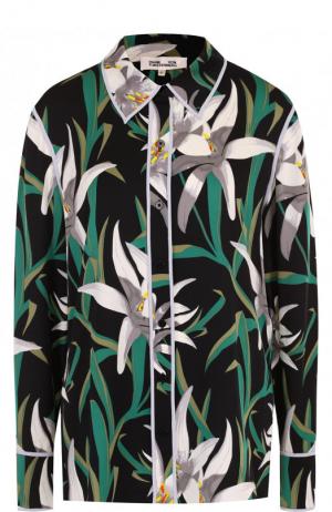 Шелковая блуза с контрастным принтом Diane Von Furstenberg. Цвет: разноцветный