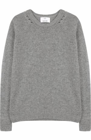 Кашемировый пуловер прямого кроя с круглым вырезом Allude. Цвет: серый