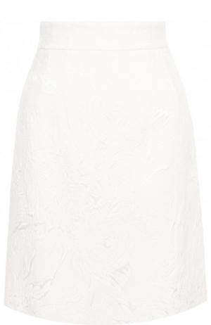 Однотонная мини-юбка из смеси хлопка и вискозы Dolce & Gabbana. Цвет: белый